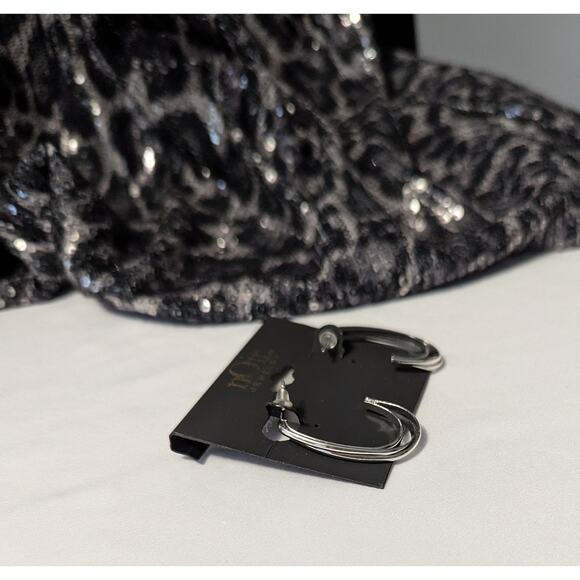 nOir Silver Tone Double Hoop Earrings - Picture 7 of 8